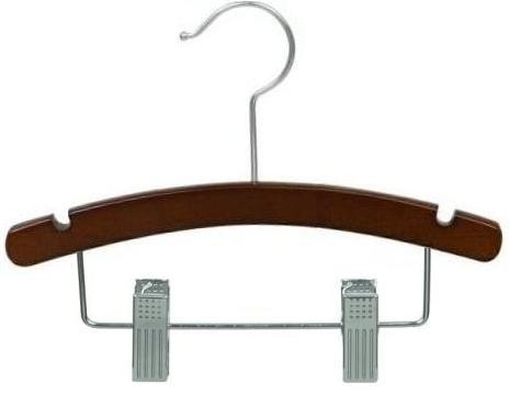 10 Pack Walnut Wooden Baby Clothes Hangers with Clips - Durable & Non-Slip for Nursery, Closet & Travel Organization