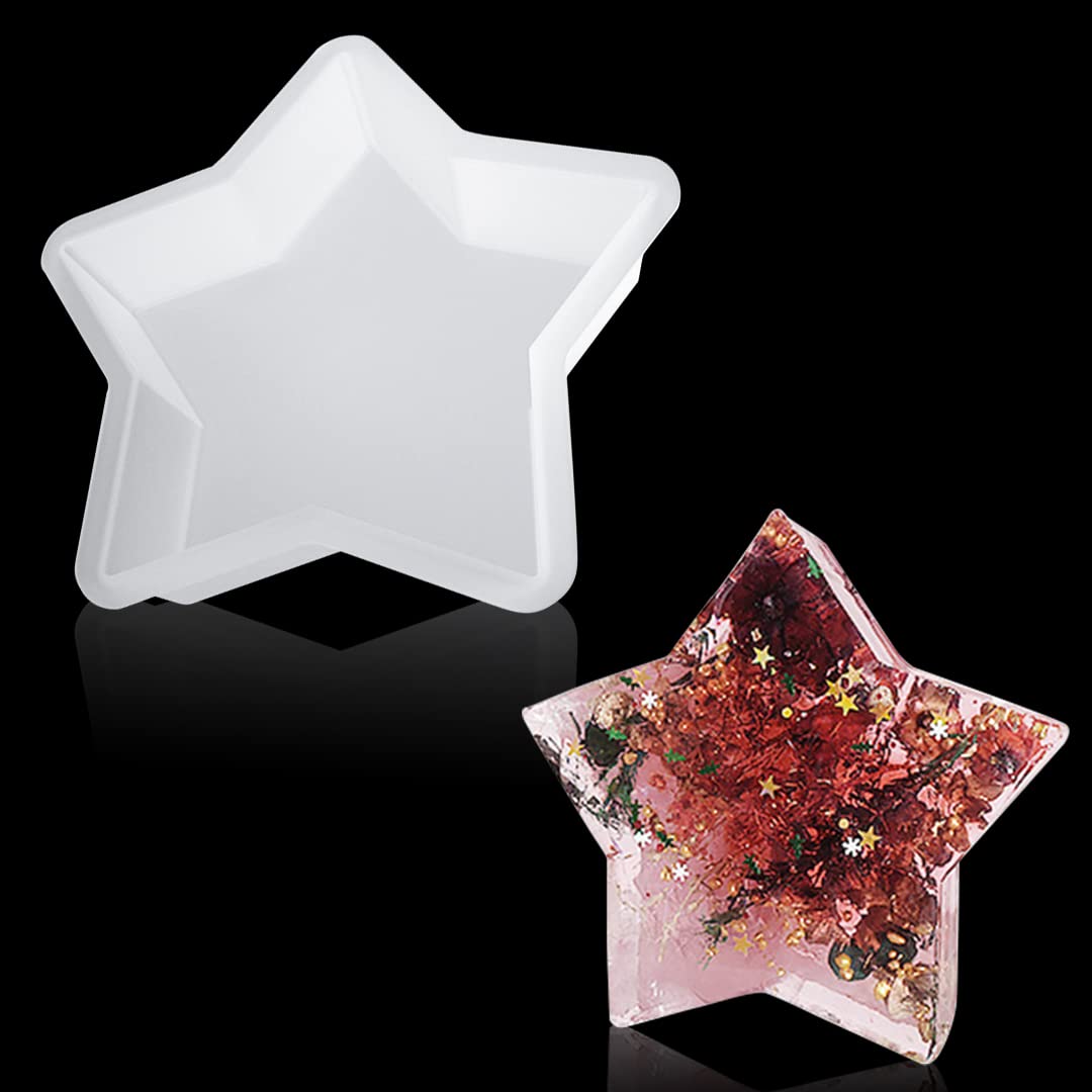 Zayookey Large Star Resin Molds for Bookends - Silicone Specimen Mold with Pentagram Design - Epoxy Resin Casting Mould for DIY Book Organizers, Dried Flowers, Leaves & Insect Specimens - Perfect for Home Decor, Craft Projects & Unique Gifts