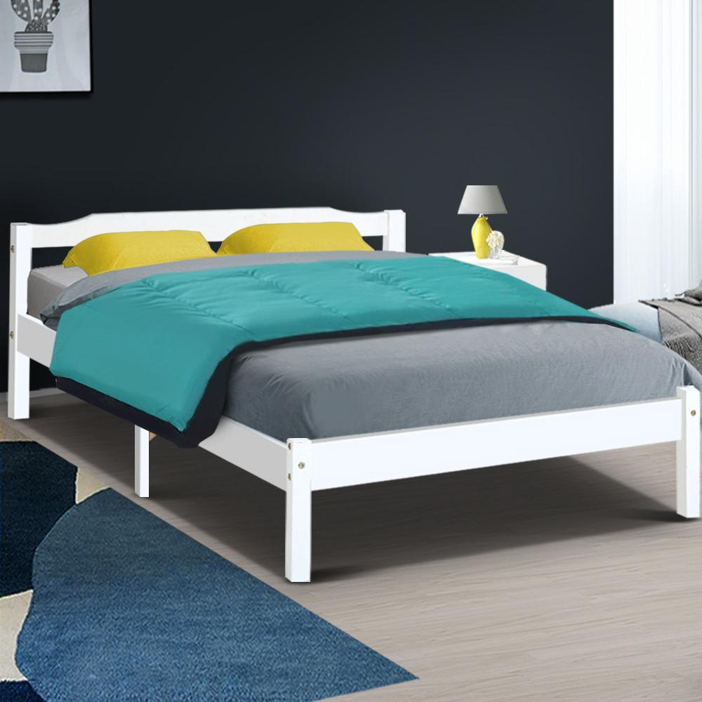 Premium Gibson Bed White & Normay Series Pillow Top Mattress - Medium Firm Support - Double Package Set - Perfect for Guest Rooms, Dorms & Cozy Bedrooms