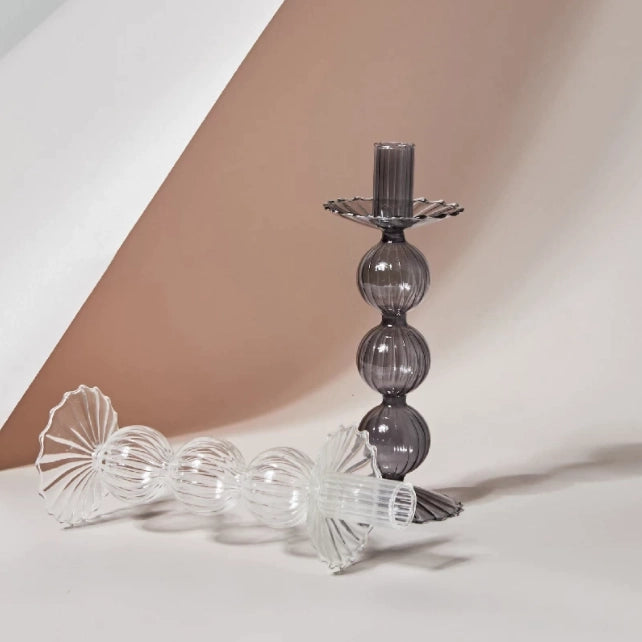Black Ball Shape Glass Candlestick Holder - Elegant Home Decor for Dining Table, Wedding Centerpiece & Romantic Ambiance Lighting