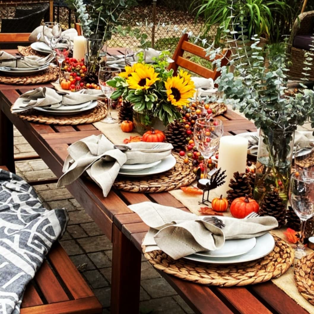 Premium Woven Round Placemats Set of 6 - 11.8