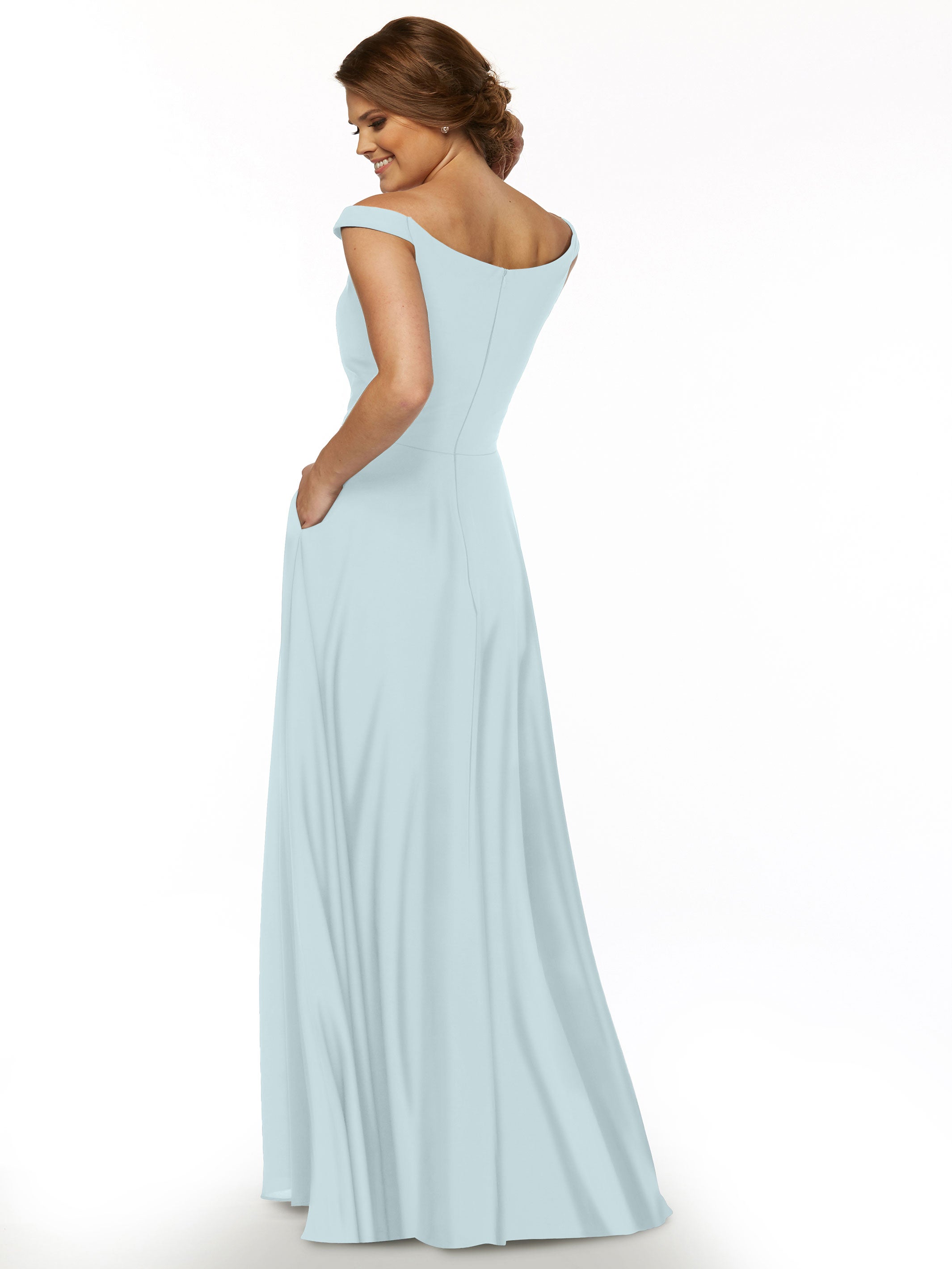 Elegant Off-the-Shoulder Stretch Chiffon A-Line Bridesmaid Dress - Perfect for Weddings, Parties & Formal Events (Style 83005)