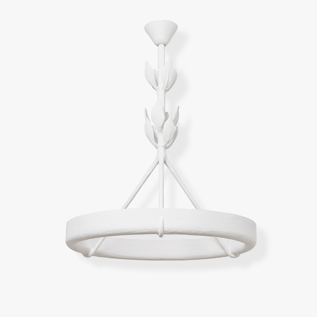 Elegant White Plaster Chandelier - Vintage Ceiling Light Fixture for Dining Room, Bedroom & Living Room Decor | Durable & Stylish Lighting Solution for Home Interior Design