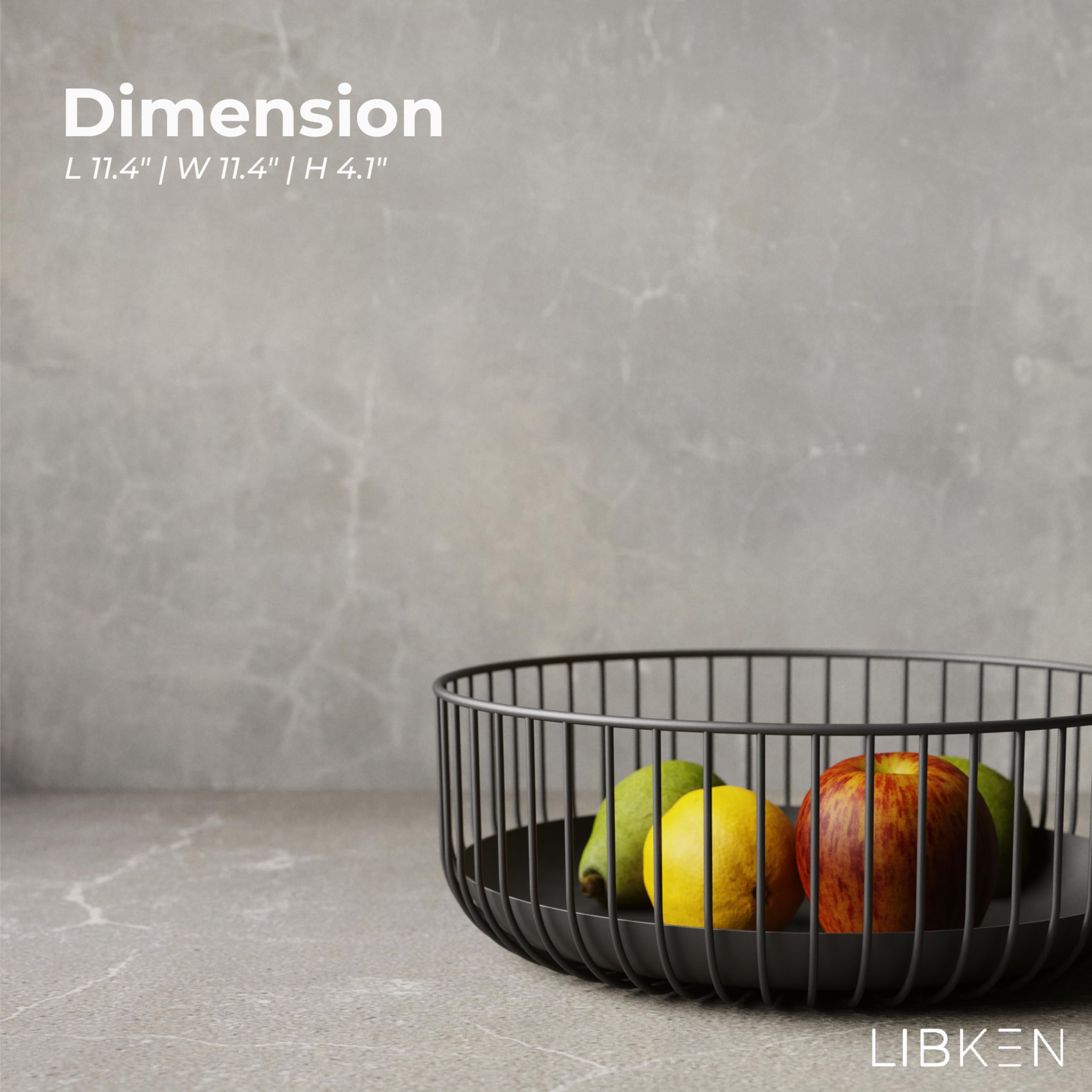 Stylish Black Metal Wire Fruit Basket - Durable Kitchen Fruit Bowl for Organizing Fruits & Vegetables - Decorative Storage Holder for Countertop & Dining Table - Heavy Duty, 11x11x4 Inches - Perfect for Home, Office & Party Decor
