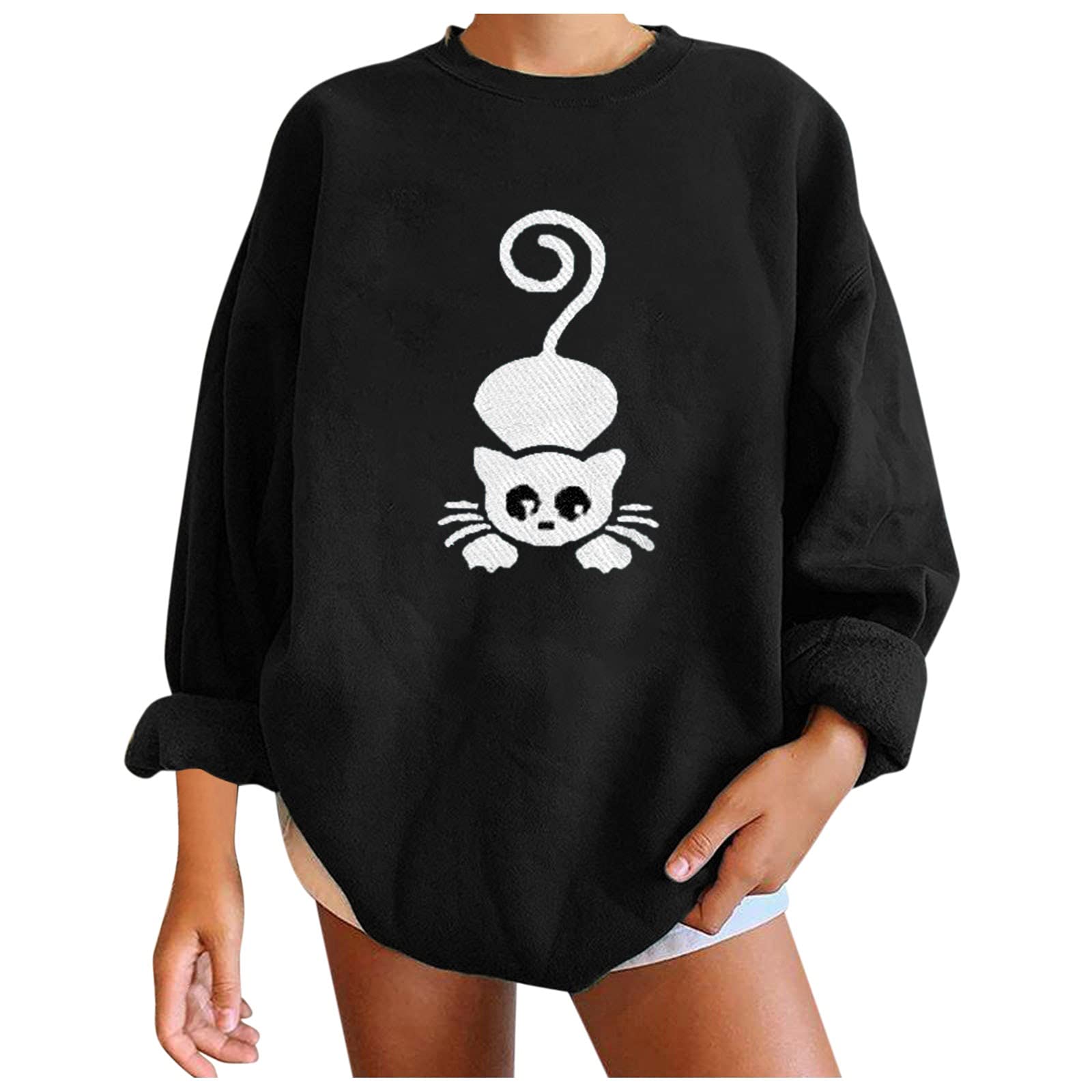 Trendy Oversized Printed Long Sleeve Sweatshirt for Women & Toddler Girls - Loose Fit Casual Pullover Hoodie | Perfect for Streetwear, Loungewear & Family Matching Outfits