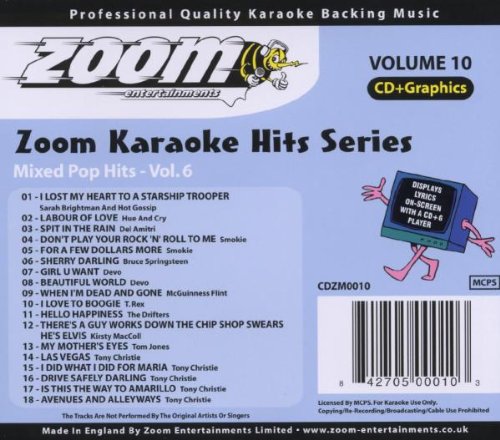 Zoom Karaoke CD+G - Karaoke Hits 10: Mixed Pop Hits 6 | Professional Karaoke Disc for Home Parties & Entertainment | Perfect for Family Gatherings, Birthday Celebrations & Bar Nights