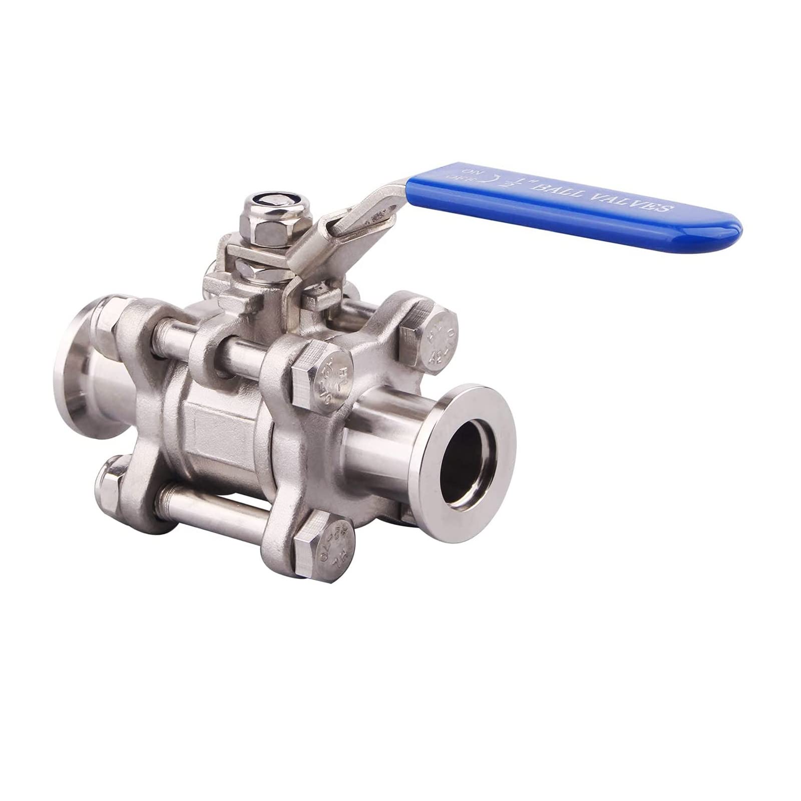 KF16 KF25 KF40 KF50 Vacuum Ball Valve - 304 Stainless Steel Clip-on High Vacuum Fast Ball Valve with Blue Lock Handle (KF40) | Ideal for Laboratory Equipment, Vacuum Systems & Industrial Applications