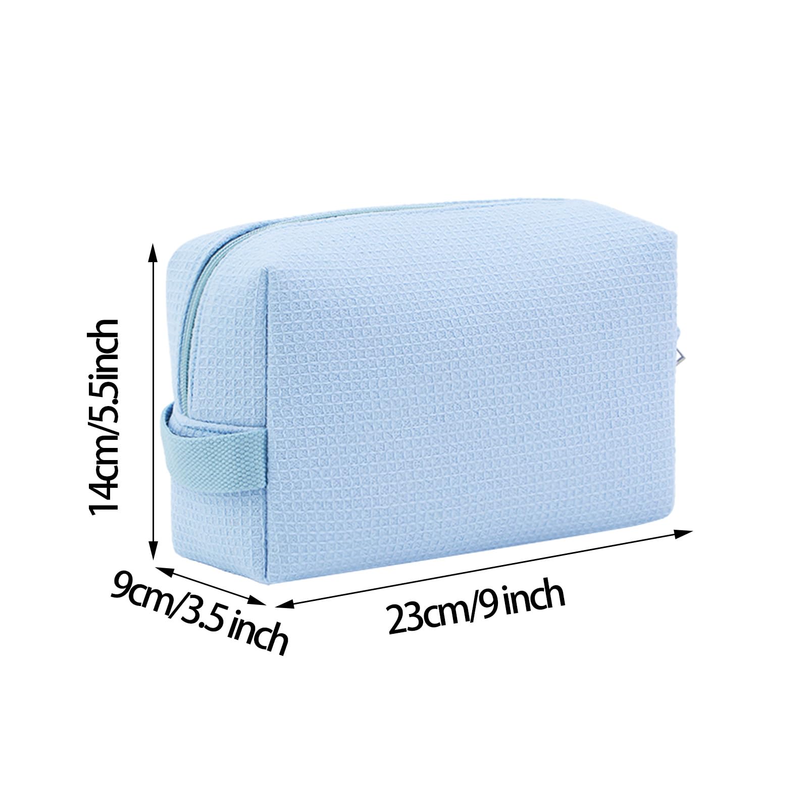 DYSHAYEN Waffle Makeup Pouch Bag - Small Travel Cosmetic Organizer for Women | Perfect Gift for Bridesmaids, Wedding & Christmas (Blue) | Ideal for Travel, Daily Use & Makeup Storage