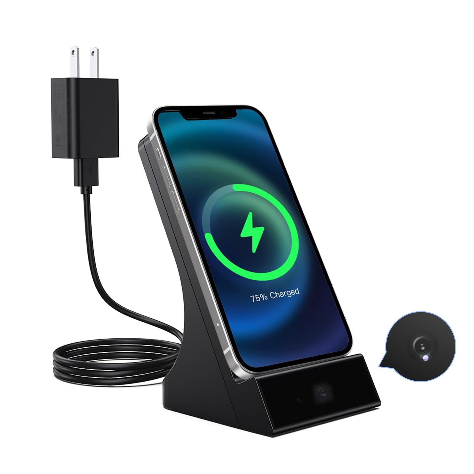LIZVIE Wireless Charger with Built-in 1080P HD Mini Security Camera - WiFi Smart Charging Station with Night Vision & Motion Detection for Home, Office, and Baby Monitoring