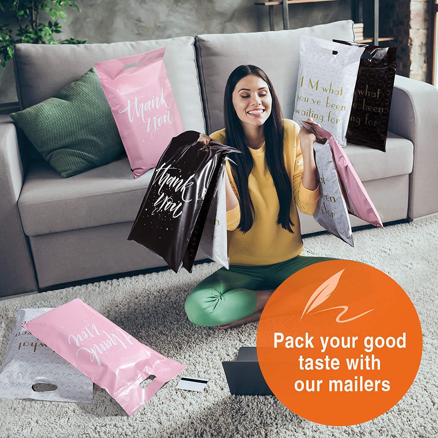 10x13 Inch Black Poly Mailer Shipping Bags with Handle - Waterproof Mailing Envelopes for Ecommerce, Clothing, Books & Small Packages - Perfect for Online Sellers, Amazon FBA & USPS Shipping