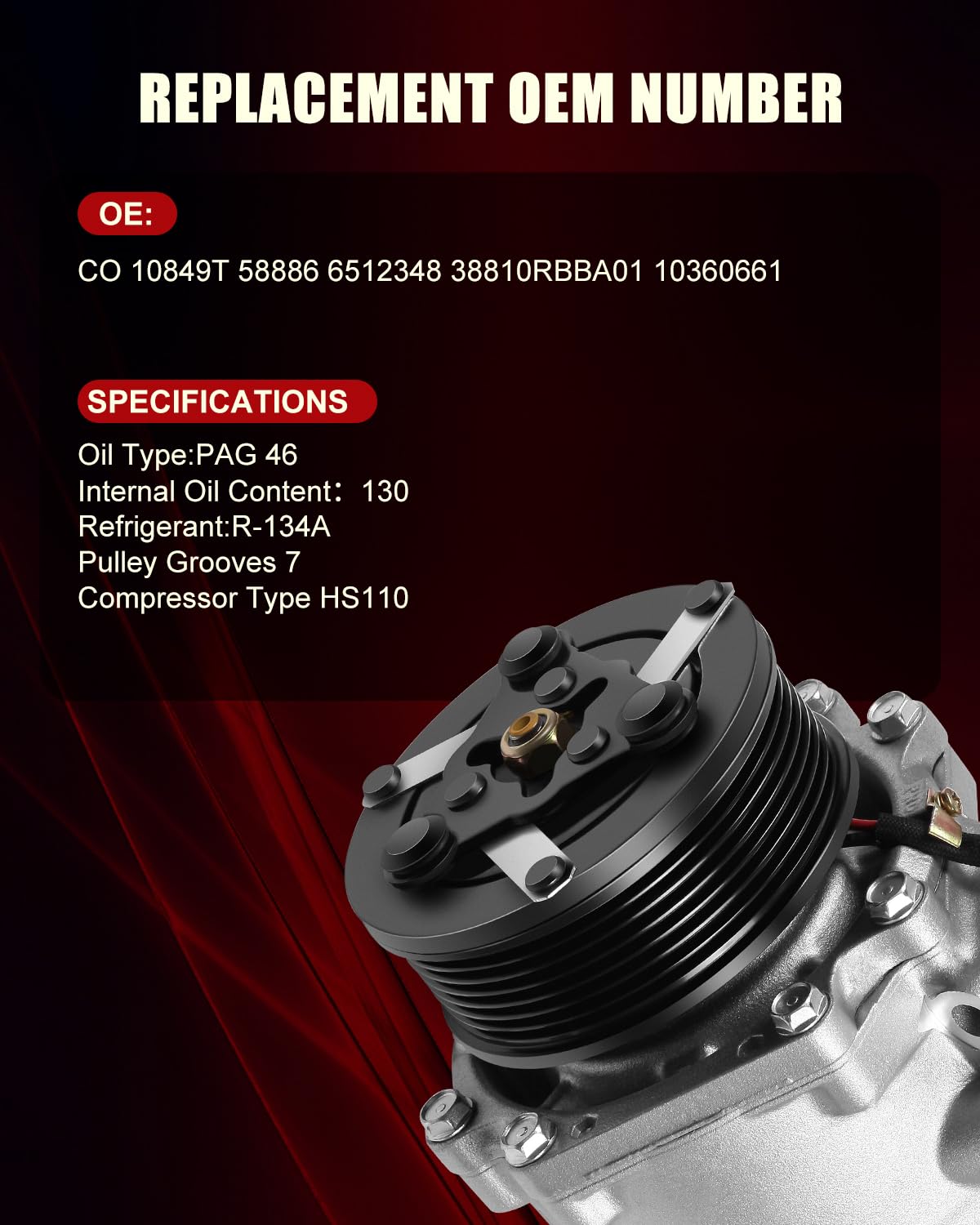 New A/C Compressor with Clutch for 2004-2008 Acura TSX - GDSMOTU 10849T | Direct Fit Replacement | Perfect for Summer Cooling & Auto AC Repair