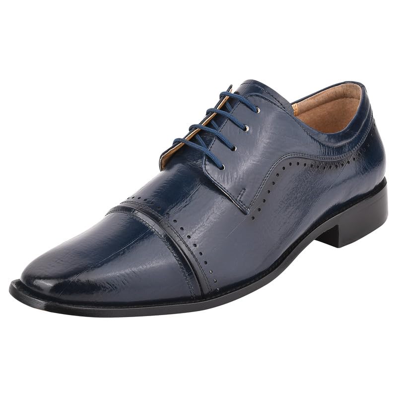 **LIBERTYZENO Boys Genuine Leather Oxford Dress Shoes with EEL Print - Formal Lace-Up Shoes for Kids, Easter Gift, School, Church & Special Occasions**