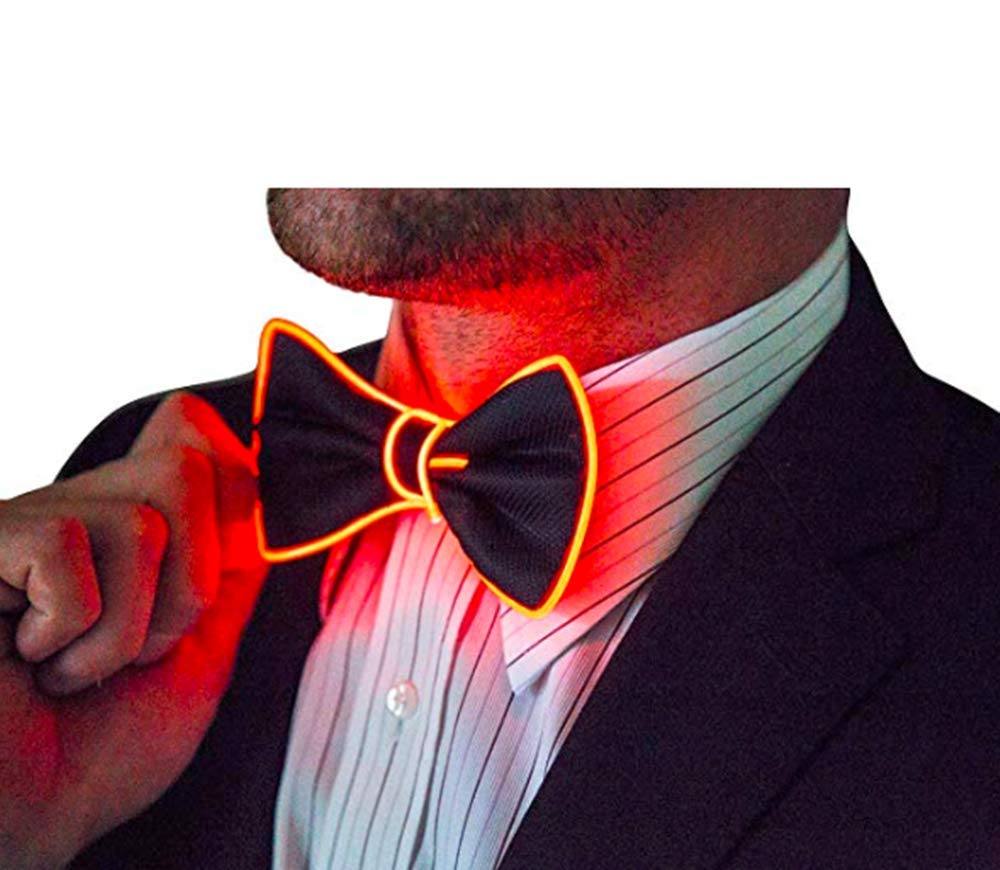 Glowing LED Bow Tie for Men & Women - Adjustable Light Up Bowtie with EL Wire - Perfect for Parties, Raves, Weddings & Cosplay