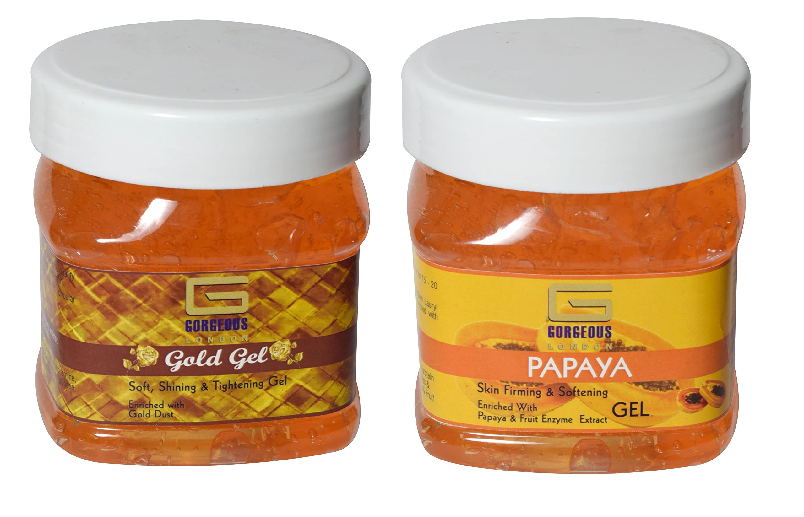 London Gold Gel & Papaya Gel Combo Pack (2 x 450ml) - Premium Hair Treatment for Smoothing & Shine - Perfect for Salon-Quality Hair Care at Home