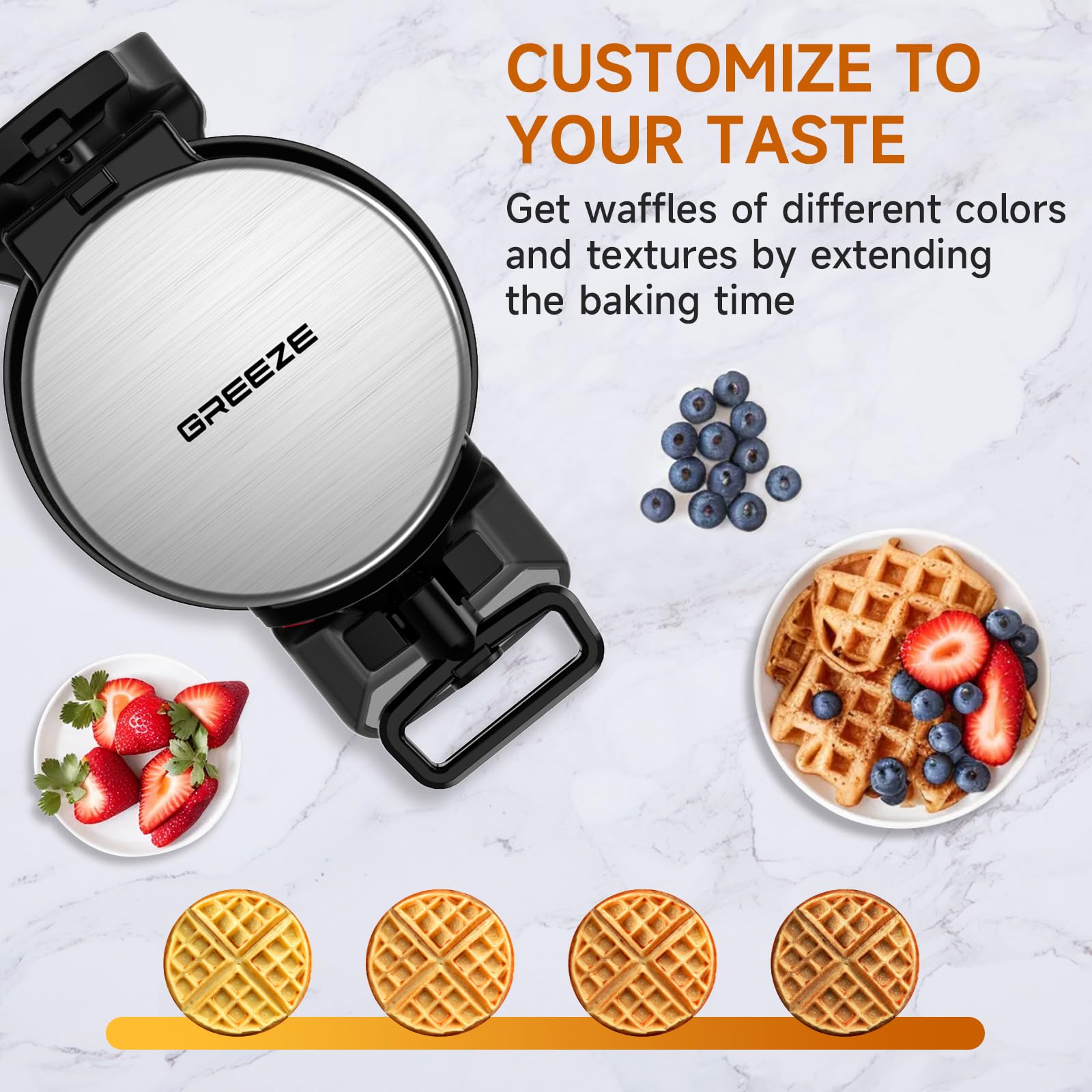 Double Belgian Waffle Maker 180° Flip - 1400W Stainless Steel Waffle Iron with Nonstick Plates & Removable Drip Tray - Makes 8 Slices - Perfect for Breakfast, Brunch, and Family Gatherings