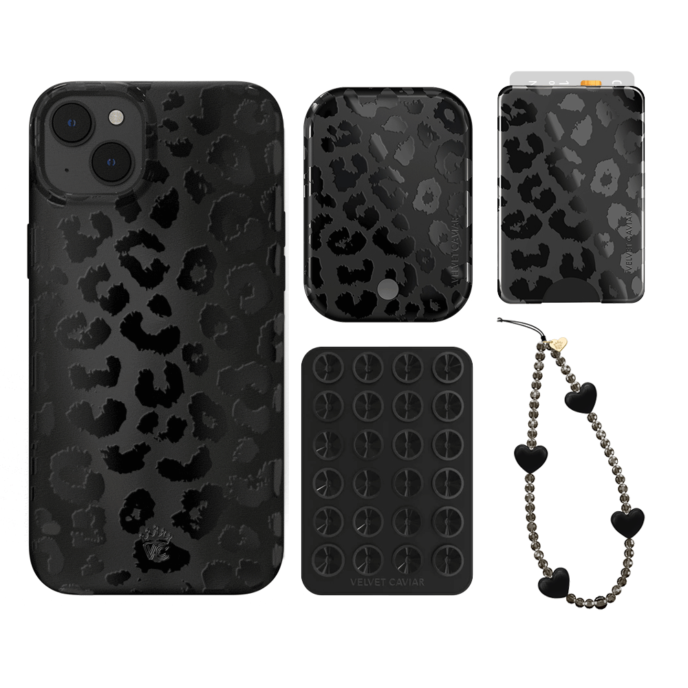 Black Leopard Print iPhone Case with Wallet Holder - Stylish & Functional Phone Accessory for Women & Men | Perfect for Everyday Use, Travel & Shopping