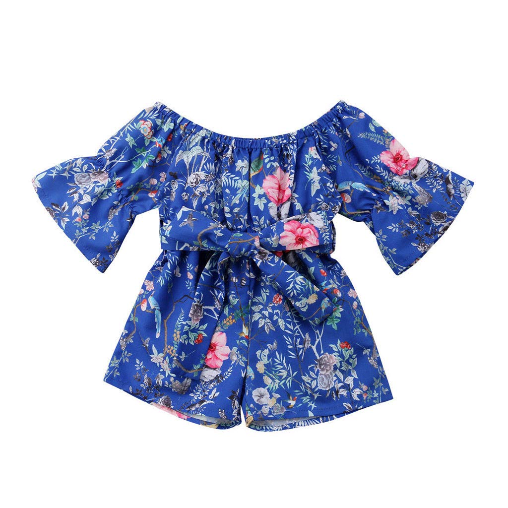 Baby Girl Romper Floral Bow Jumpsuit - Summer Play & Outings