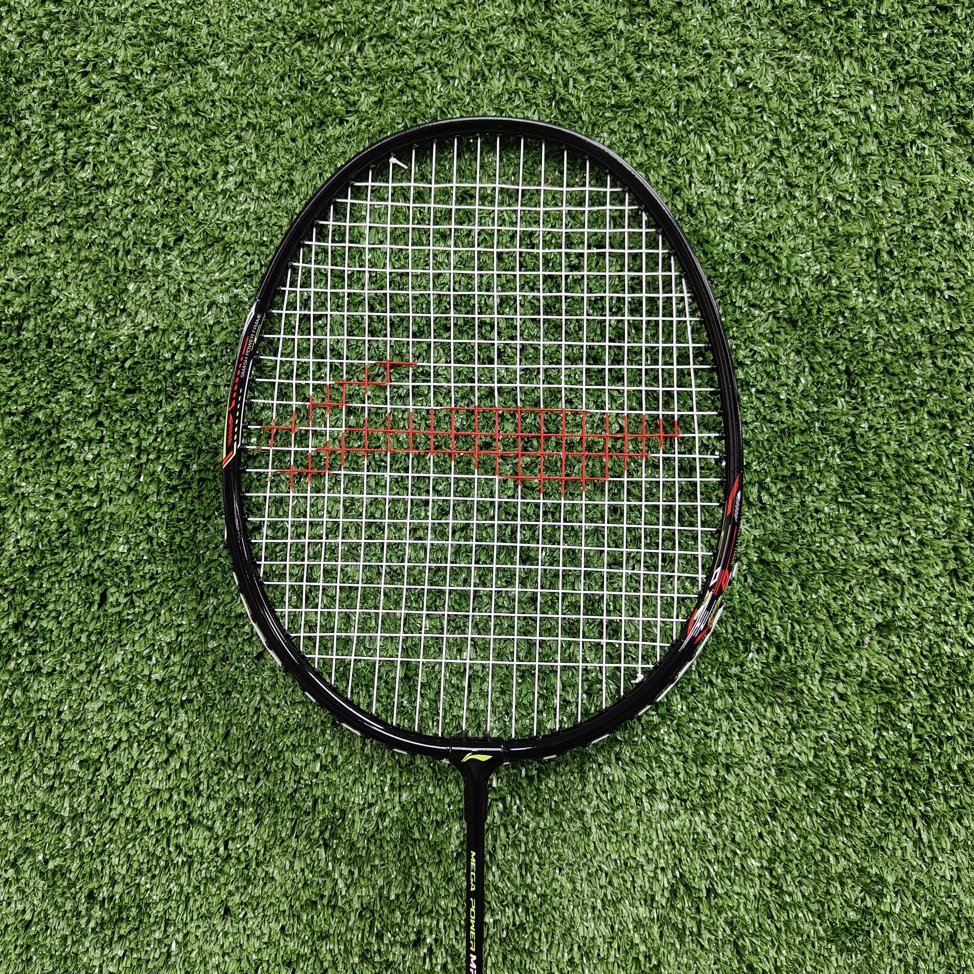 Li Ning Mega Power 5 Black/Yellow Badminton Racket - Prestrung Professional Racquet for Smash & Control | Perfect for Tournament Play & Training | Made in China