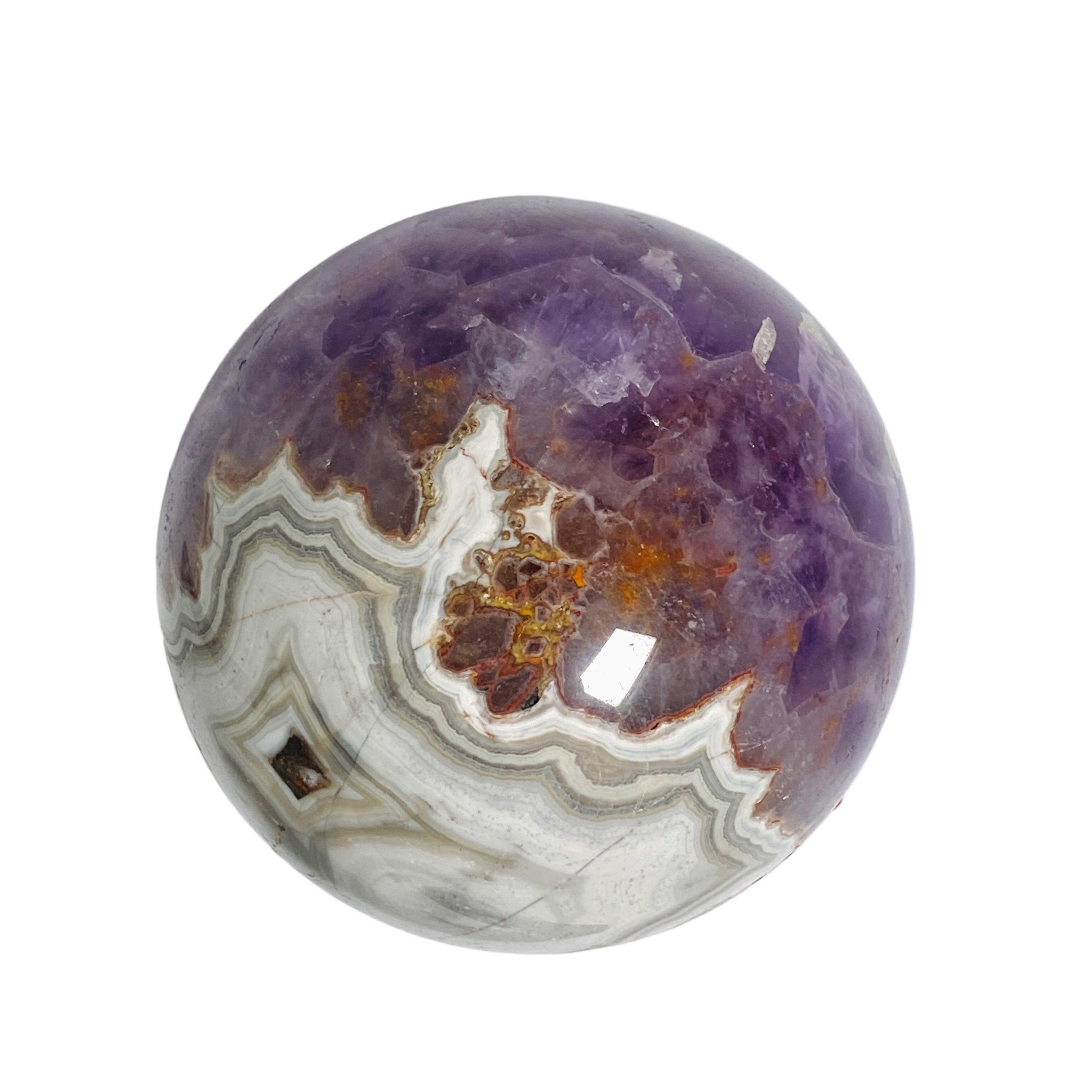 Natural Amethyst Agate Sphere - Healing Crystal for Meditation, Yoga & Home Decor - AMAS 02