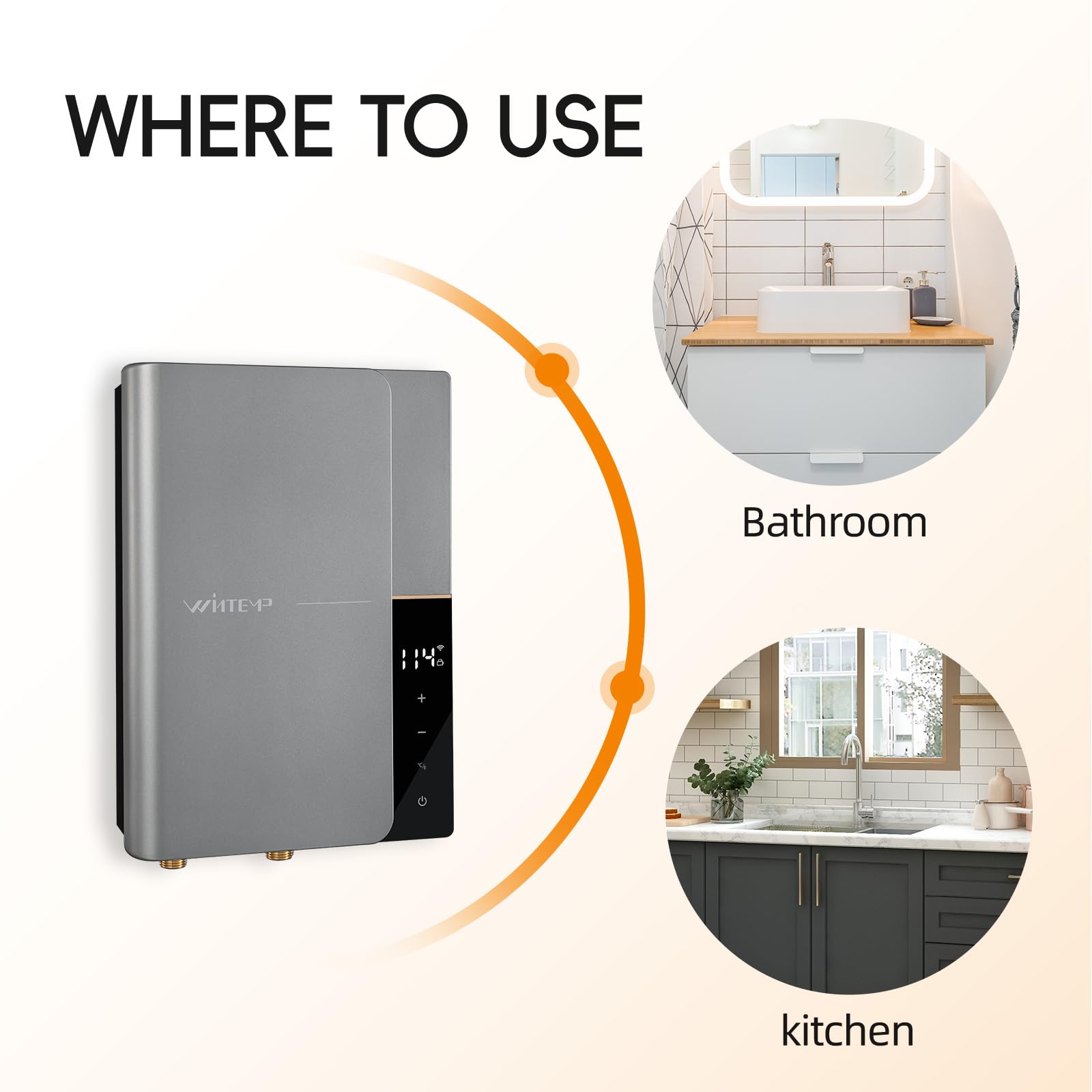 8KW 240V Tankless Electric Water Heater - On-Demand Instant Hot Water with WiFi Control & LED Display | Energy Efficient, Space-Saving Design by WINTEMP | Perfect for Homes, Apartments, RV & Off-Grid Living