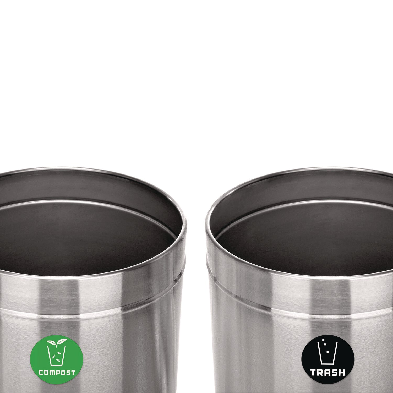 Alpine Industries 27 Gallon Stainless Steel Compost Bin & Trash Can with Lid - Brushed Metal Kitchen Waste Container for Organic Recycling & Indoor/Outdoor Use