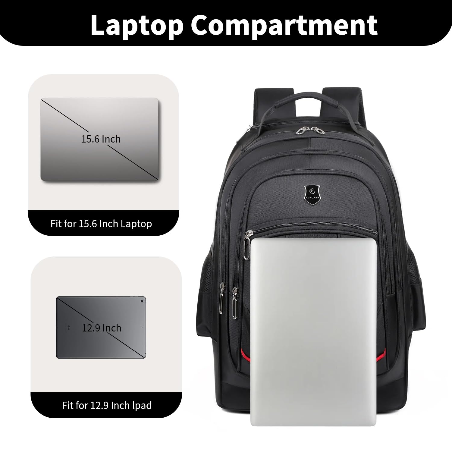 Rolling Backpack for Women & Men - Wheeled Travel Backpack with USB Charging Port, 19.68 Inch Carry-On Luggage - Perfect for Air Travel, Commuting & Business Trips (Black)