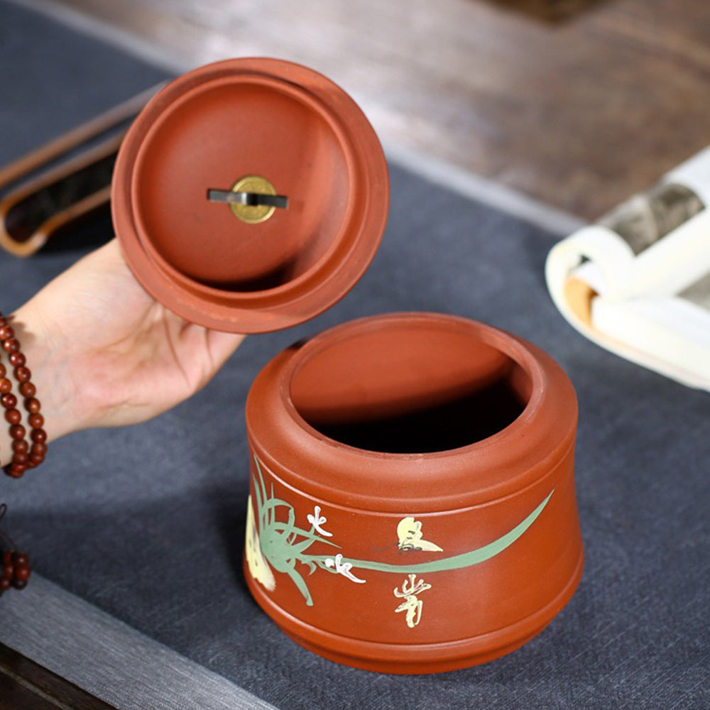 Premium Yixing Purple Clay Tea Caddy for Orchid Tea - Handcrafted Chinese Tea Storage Container for Loose Leaf Tea - Perfect for Home, Office & Tea Ceremony Use