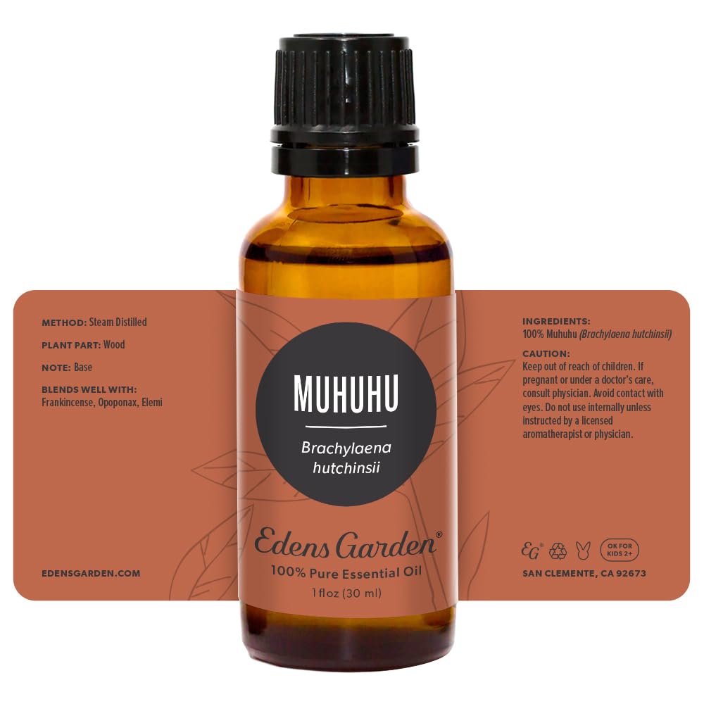 Edens Garden 100% Pure Muhuhu Essential Oil - Premium Grade, Undiluted, Natural Therapeutic Aromatherapy Oil for Diffusers, Skin & Hair Care, Kid Safe - 30ml (1 fl oz) | Relaxation, Stress Relief & Home Fragrance