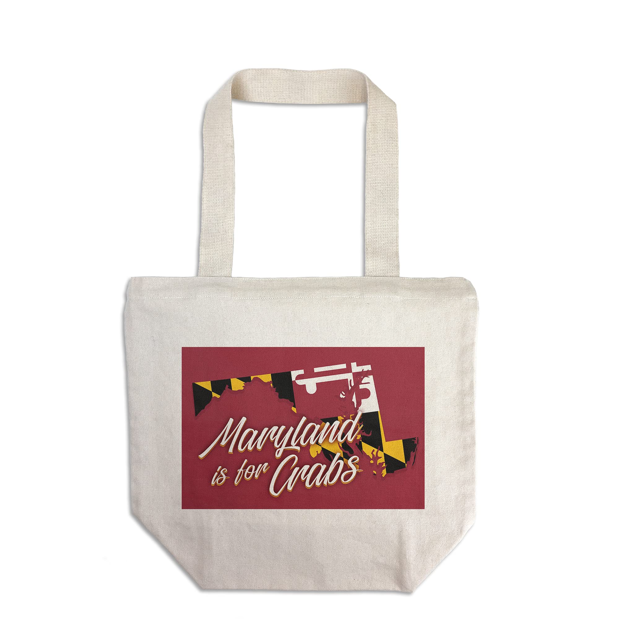 Maryland is for Crabs State Outline Tote Bag - 100% Cotton Canvas Reusable Shopping Bag - Perfect for Groceries, Beach Trips & Farmers Markets