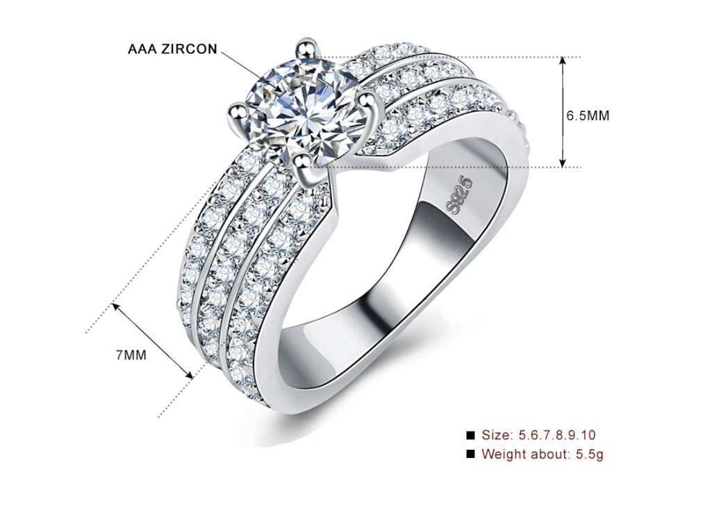 Elegant Princess Cut CZ Halo Engagement Ring - 925 Sterling Silver Cubic Zirconia Wedding Band, Anniversary Promise Ring (Size 6-10) for Bridal, Proposal & Special Occasions