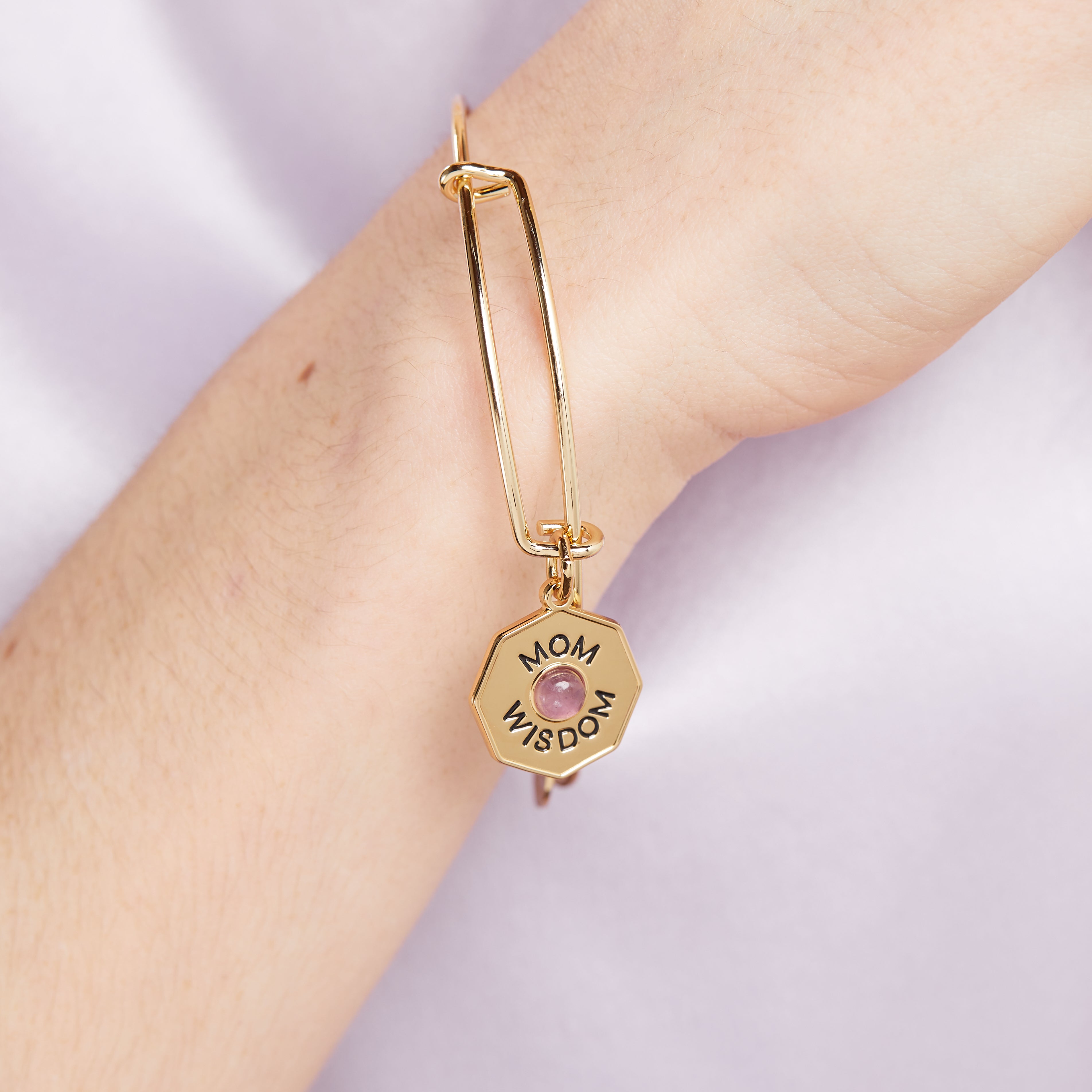 Wisdom Amethyst Charm Bangle Bracelet for Women - Elegant Crystal Jewelry Gift for Mom, Birthday, Anniversary & Special Occasions