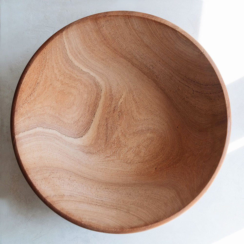 Large Handcrafted Mahogany Wooden Bowl for Kitchen, Dining & Home Decor - Perfect for Fruit Display, Salad Serving, and Centerpiece Decorations