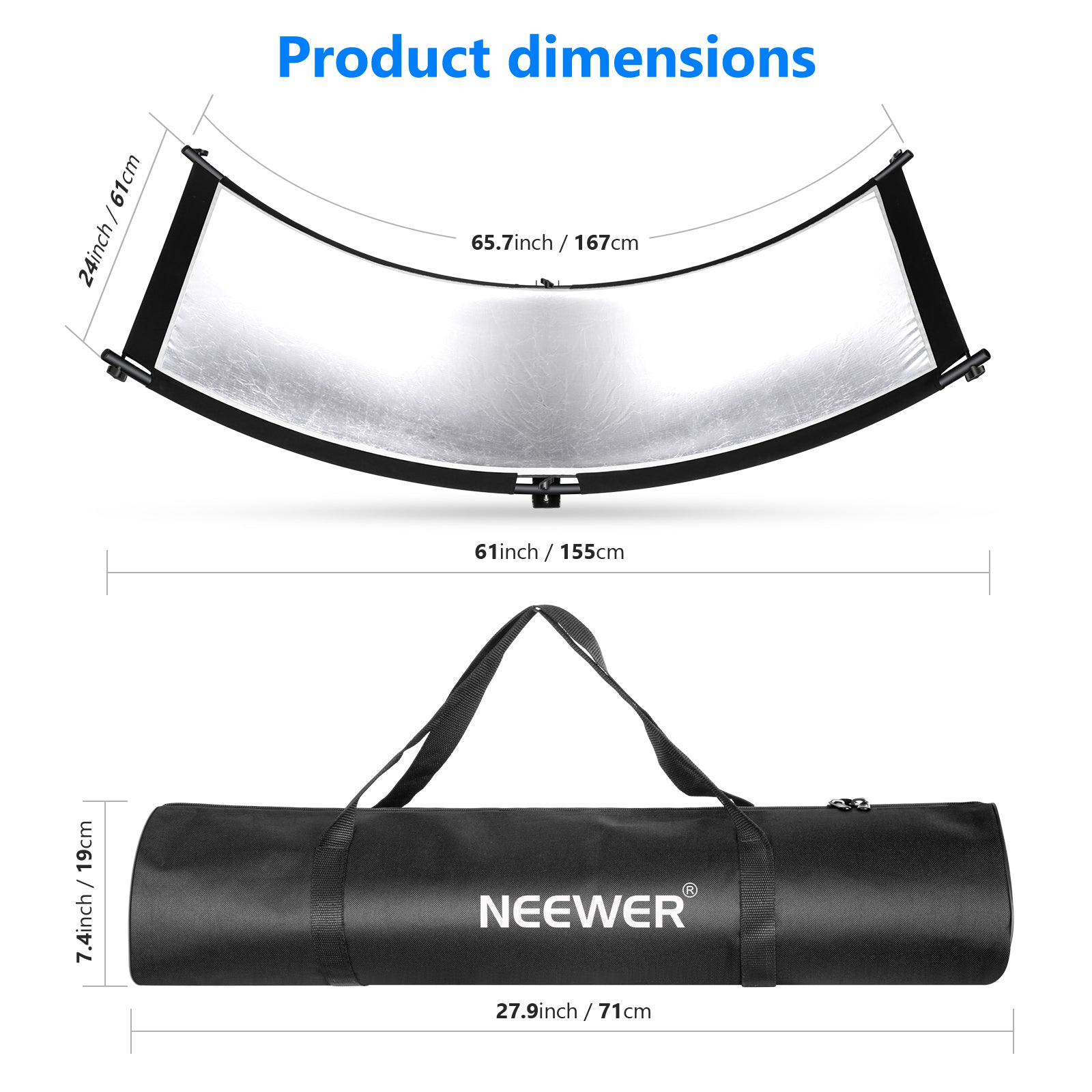 NEEWER 5-in-1 Clamshell Light Reflector Diffuser for Photography - Professional Studio Lighting Accessory for Portraits, Product Shoots & YouTube Videos