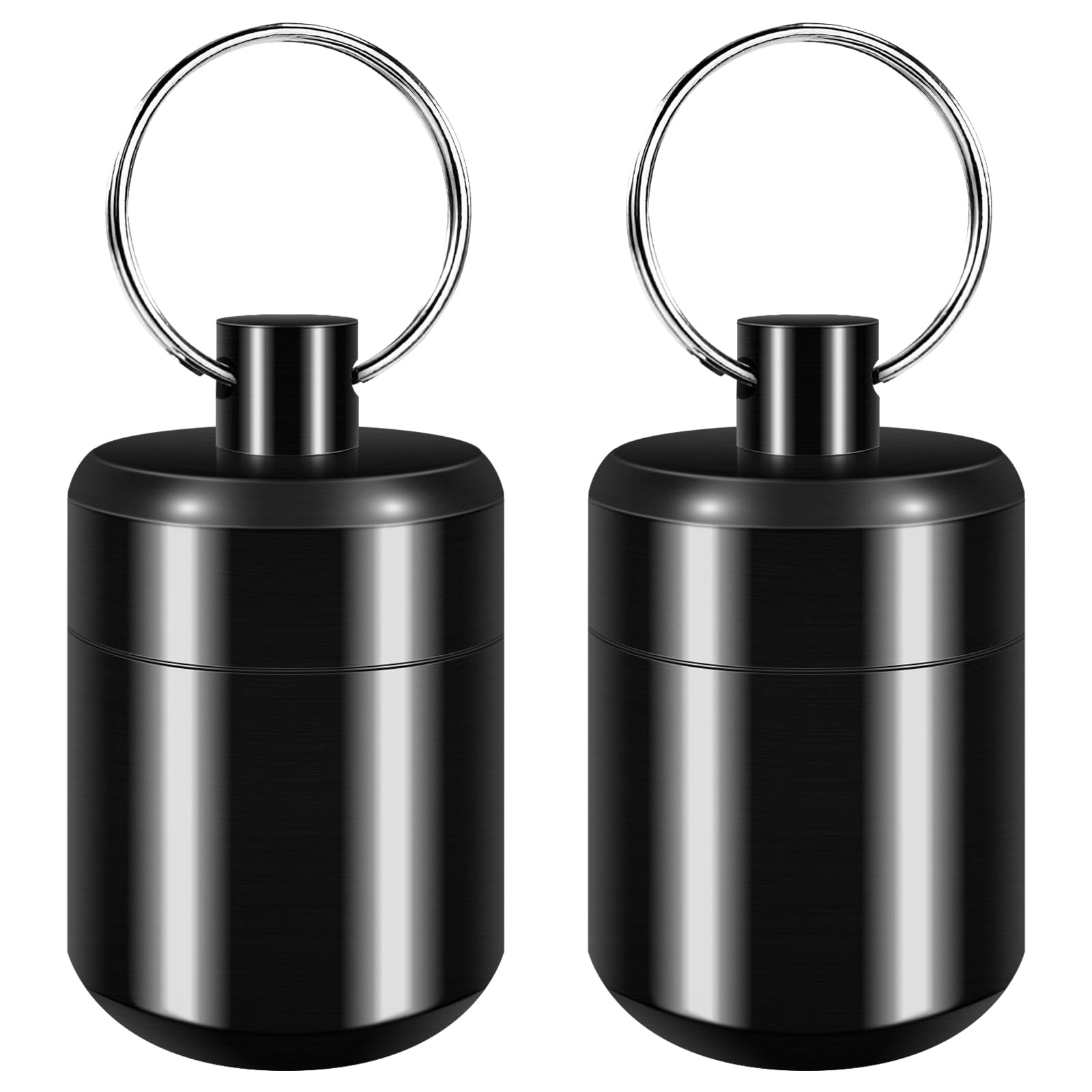 Waterproof Portable Pill Keychain Holder - Small Pill Box Organizer with Keychain for Travel, Gym & Daily Use (Black, 2 Pack)