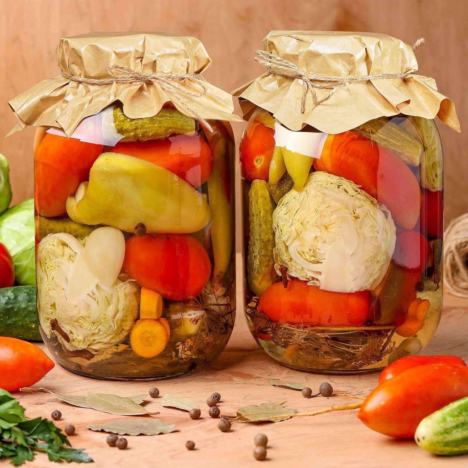 1 Gallon Glass Jars with Airtight Lids (2 Pack) - Wide Mouth Mason Jars with Hinged Lids & Silicone Gaskets for Fermenting, Canning, Food Storage - Perfect for Pickles, Jams, Dry Goods & Kitchen Organization