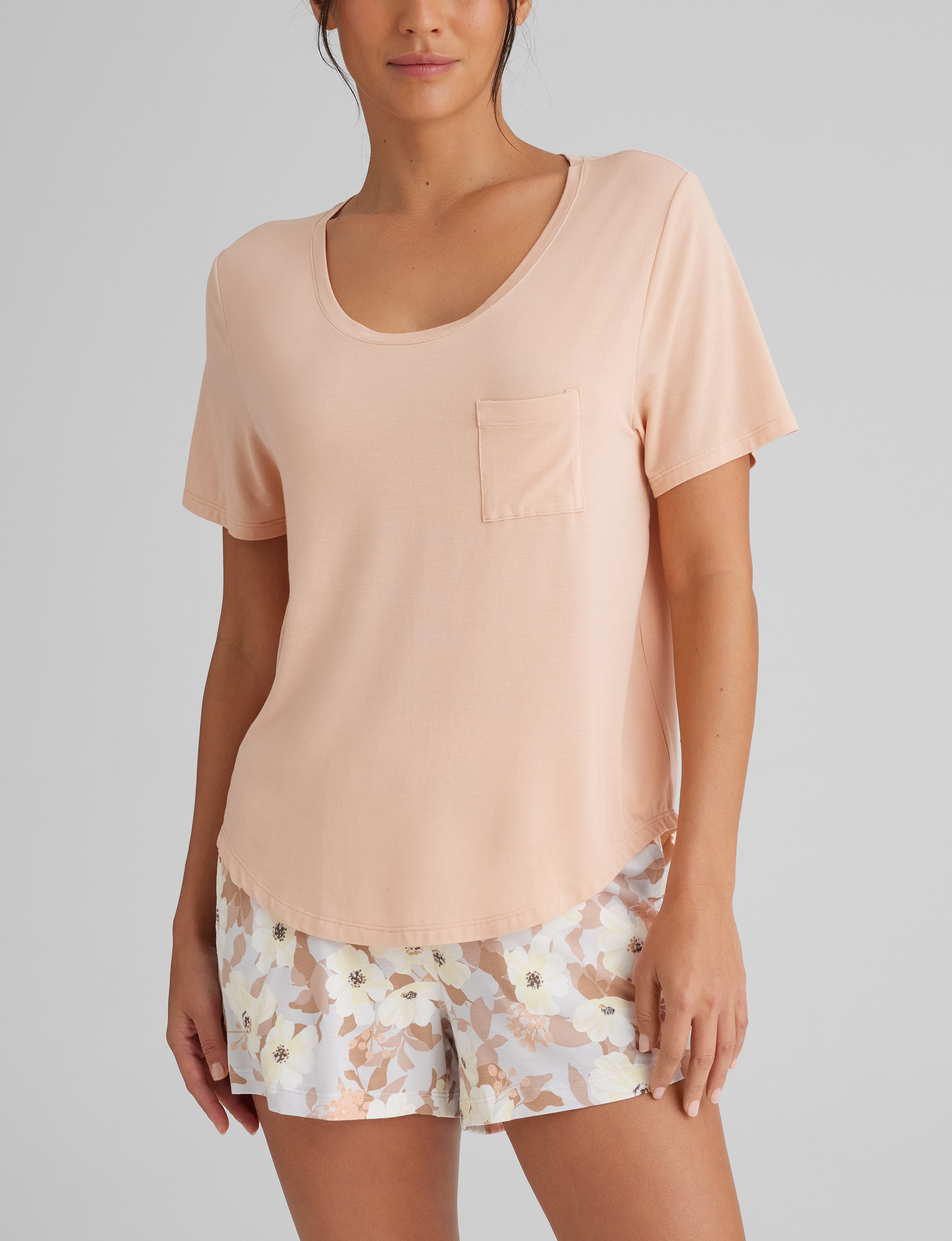 Women's Ultra Soft Sleepwear Set - Second Skin Pocket Tee & Shorts for Comfortable Nightwear | Perfect for Lounge, Travel & Home Relaxation