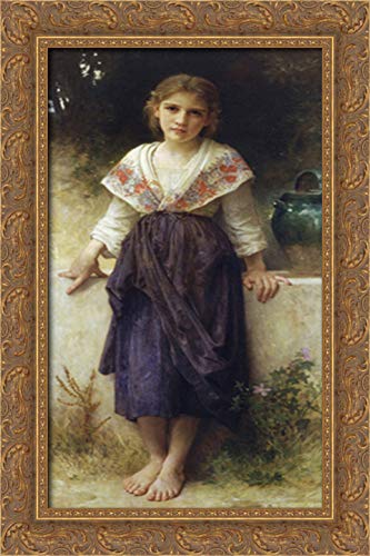 William Adolphe Bouguereau 'A Moment Of Rest' 16x24 Gold Ornate Wood Framed Canvas Art - Perfect for Living Room, Bedroom & Office Wall Decor