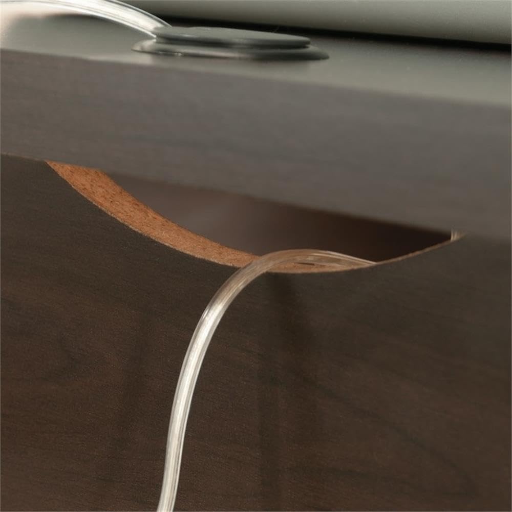 Pemberly Row Contemporary Engineered Wood L-Shaped Desk in Cinnamon Cherry Finish - Perfect for Home Office & Gaming Setup