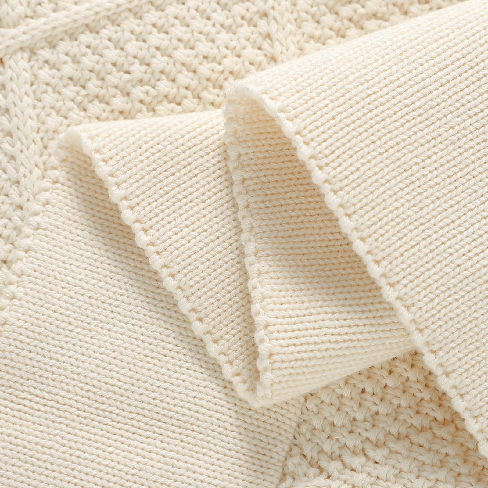 Hadetoto Knit Baby Blanket - Ultra Soft Cotton Swaddle Blanket for Newborns, Infants & Toddlers - Breathable Crib, Stroller & Nursing Blanket for Boys & Girls - Perfect for Swaddling, Playtime & Travel