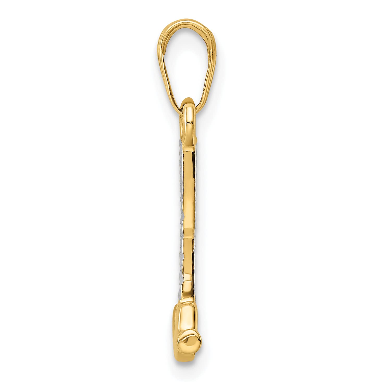 14k Yellow Gold & White Rhodium Diamond Cut Hammer Pendant Necklace - 23.72mm | Elegant Jewelry for Women, Perfect Gift for Birthday, Anniversary & Special Occasions