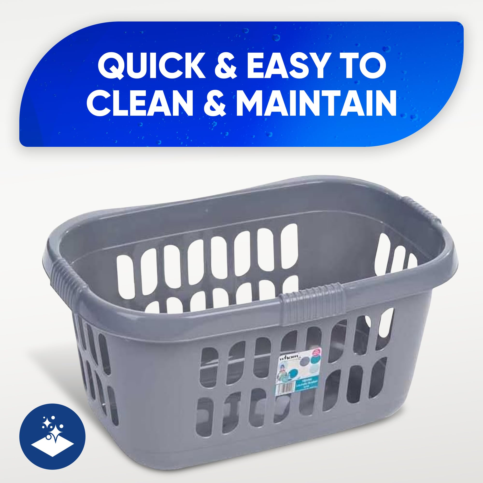 Large Plastic Laundry Basket with Comfortable Handles - Space Saving Storage Solution for Clothes, Bathroom & Household | Perfect for Laundry Room, Dorm, Apartment & Closet Organization