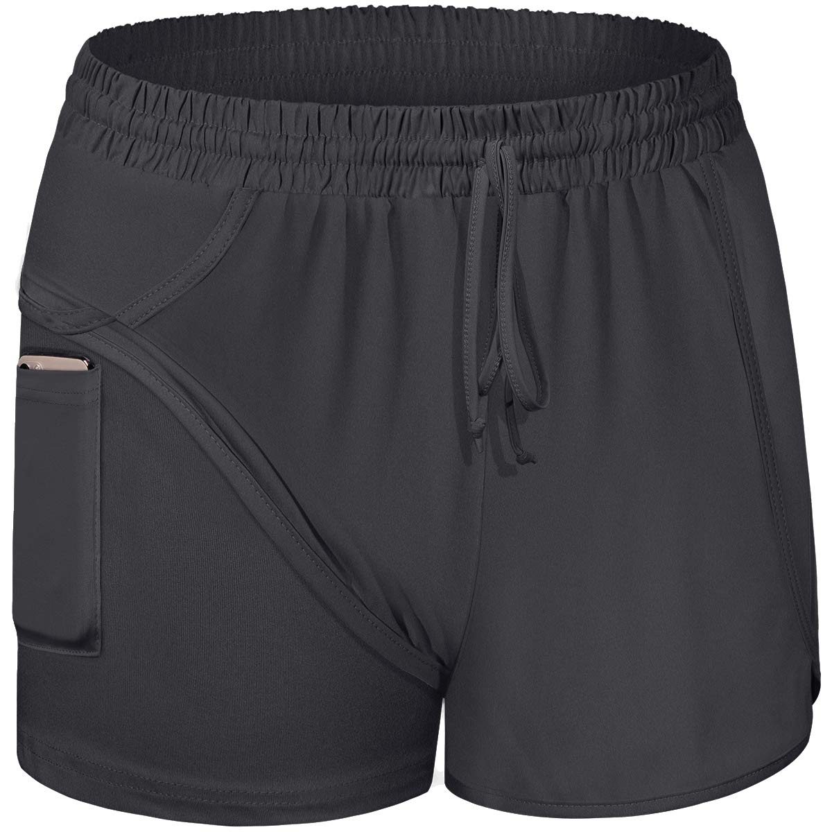 BLEVONH Women's 2-in-1 Yoga Running Shorts with Pockets - High Waist Athletic Workout Shorts for Women S-3XL - Perfect for Gym, Yoga, Running & Casual Wear
