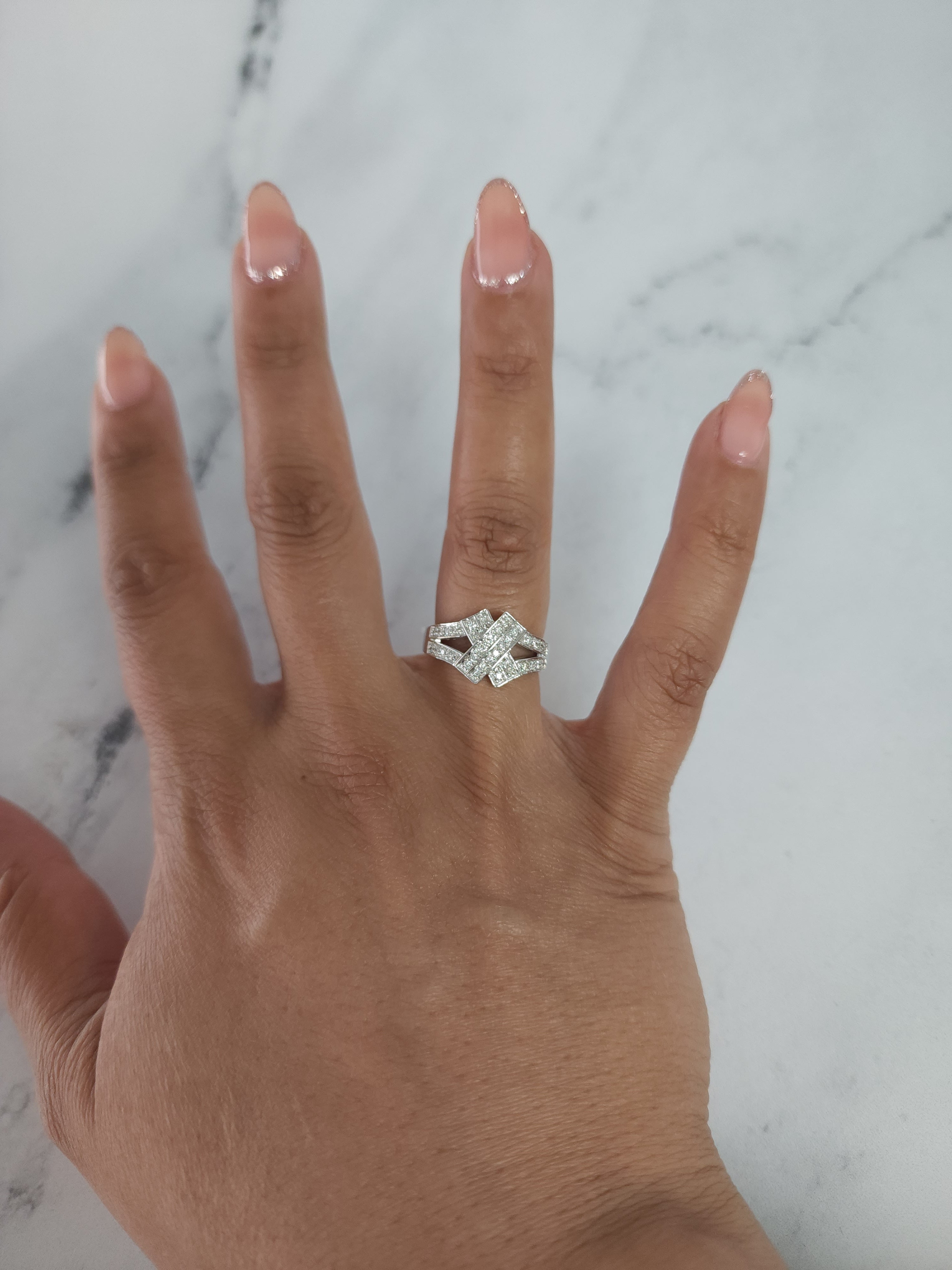 Diamond XOXO Statement Ring - 0.29cttw 14k White Gold Elegant Jewelry for Women - Perfect for Valentine's Day, Anniversary & Special Occasion Gifts