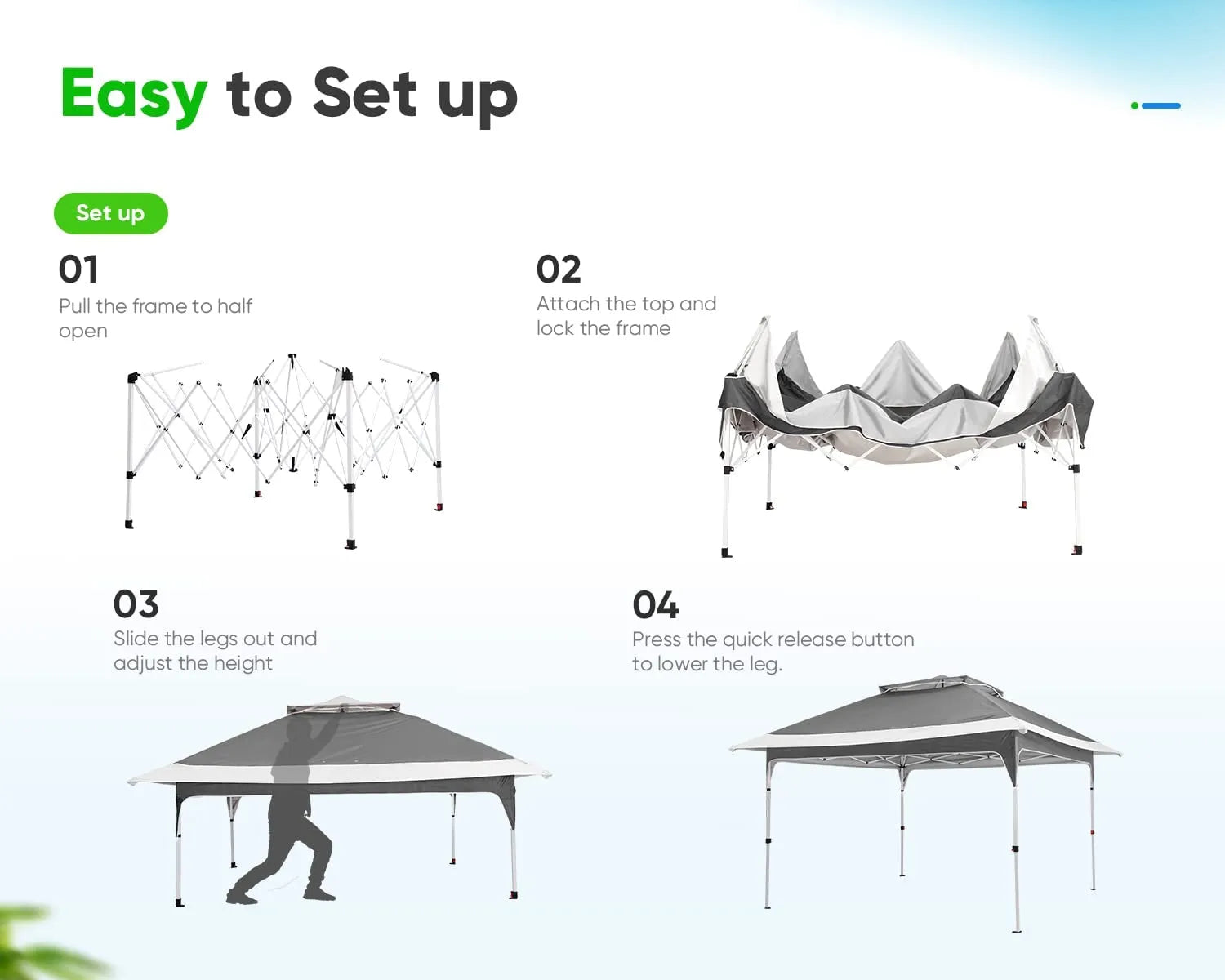 12' x 12' Instant Pop Up Canopy Tent with Carry Bag - Portable Outdoor Shelter for Camping, Beach, Picnics & Backyard Parties