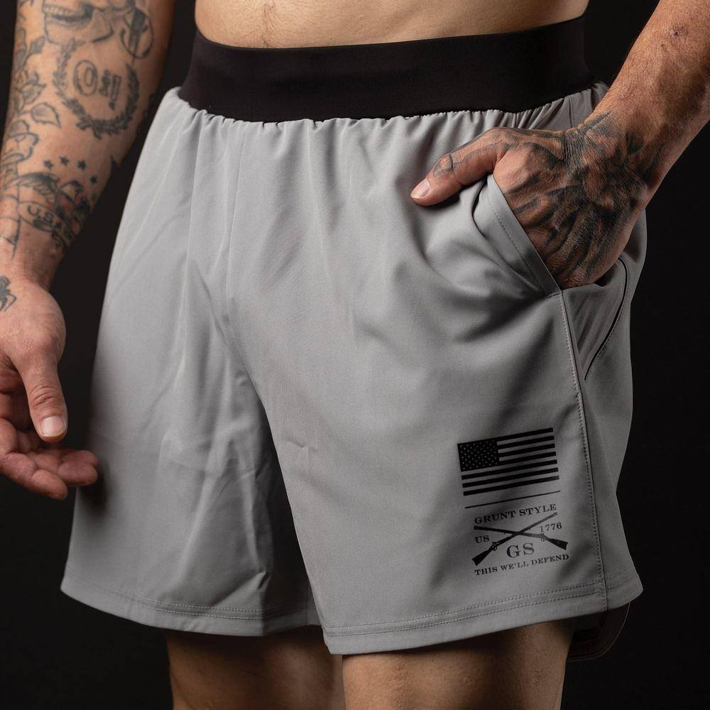 Men's Workout Shorts - Lightweight & Breathable Gray Training Shorts for Gym, Running & Outdoor Sports