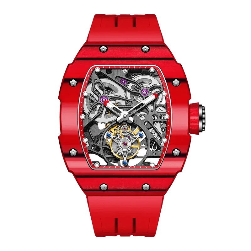 Luxury Haofa 1901 Skeleton Automatic Tourbillon Watch for Men - Carbon Fiber Mechanical Movement with Sapphire Crystal - Perfect for Business, Formal Events & Collector's Display