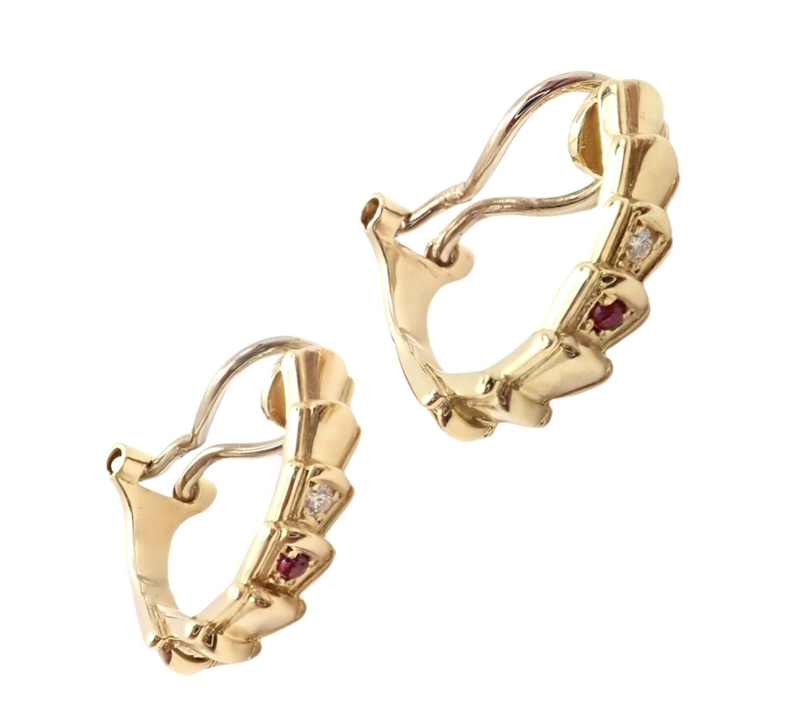Authentic Christian Dior 18k Yellow Gold Diamond Ruby Earrings - Luxury Jewelry for Women, Perfect for Weddings, Parties & Special Occasions