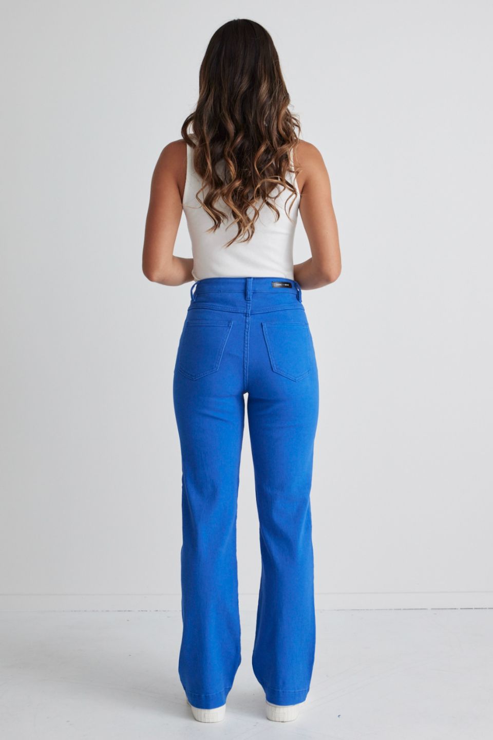 Billie Cobalt Blue High Waist Wide Leg Jeans for Women - Trendy Stretch Denim Pants for Casual & Office Wear