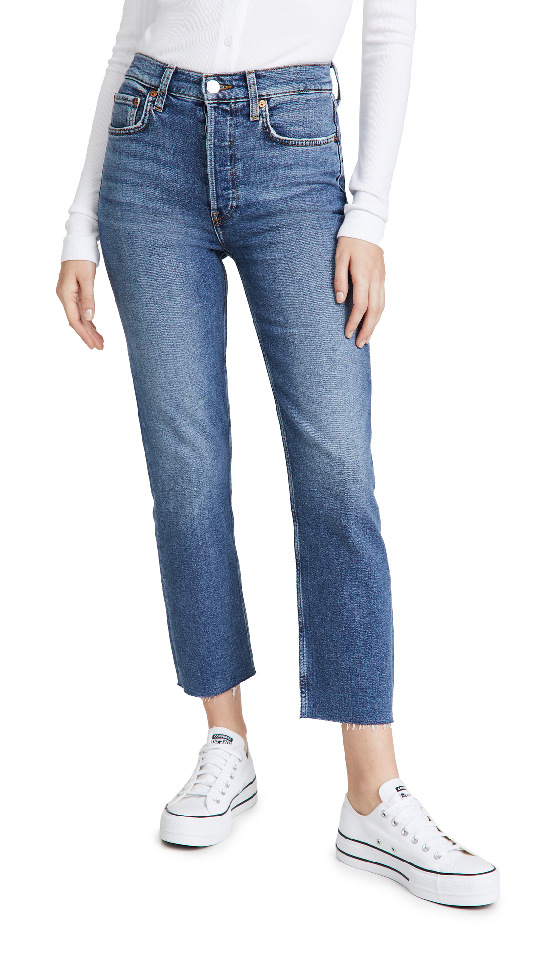 RE/DONE Women's High Rise Stove Pipe Jeans - Vintage Inspired Slim Fit Denim Pants for Casual Wear & Everyday Outfits