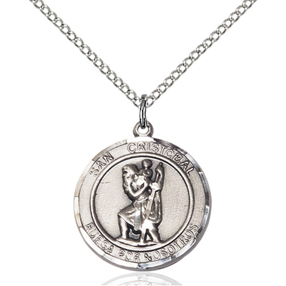 Bonyak Jewelry San Cristobal Handmade Sterling Silver Round Medal Pendant - Perfect for Gifts, Religious Occasions & Everyday Wear